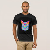 明るいモダンキャットデザインTシャツ Tシャツ (正面フル)