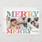明るいモダンクはっきりしたリスマスファミリーの4枚の写真 シーズンカード (正面)