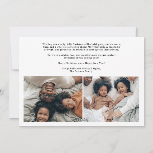 明るいモダンクはっきりしたリスマスファミリーの4枚の写真 シーズンカード (裏面)