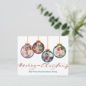 明るいモダンクリスマスオーナメント4写真クリスマス シーズンカード (スタンド正面)