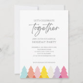 明るいモダンクリスマスツリーパーティの招待状 招待状 (正面)