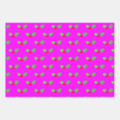 明るいモダングリーンレッドホットピンククリスマス ラッピングペーパーシート (正面)