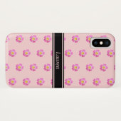 明るいモダンサンゴのピンクに美しいピンクの花 Case-Mate iPhoneケース (裏面(横))
