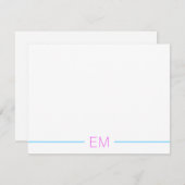 明るいモダンシンプルモノグラムの ノートカード (正面/裏面)