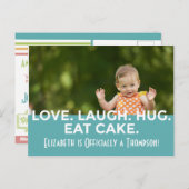 明るいモダンストライプ採用に関する発表 案内ポストカード (正面/裏面)