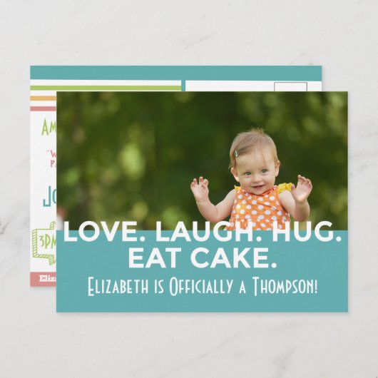 明るいモダンストライプ採用に関する発表 案内ポストカード (正面/裏面)