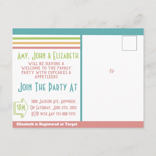 明るいモダンストライプ採用に関する発表 案内ポストカード (裏面)