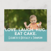 明るいモダンストライプ採用に関する発表 案内ポストカード (正面)