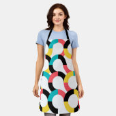 明るいモダントレンディーの円形の幾何学模様 エプロン (着用した状態)