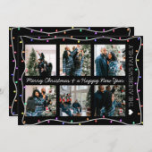 明るいモダンネオングローライトフォトクリスマス シーズンカード (正面/裏面)