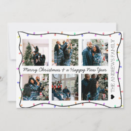 明るいモダンネオングローライトフォトクリスマス シーズンカード