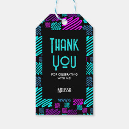 明るいモダンネオン幾何学模様 ギフトタグ