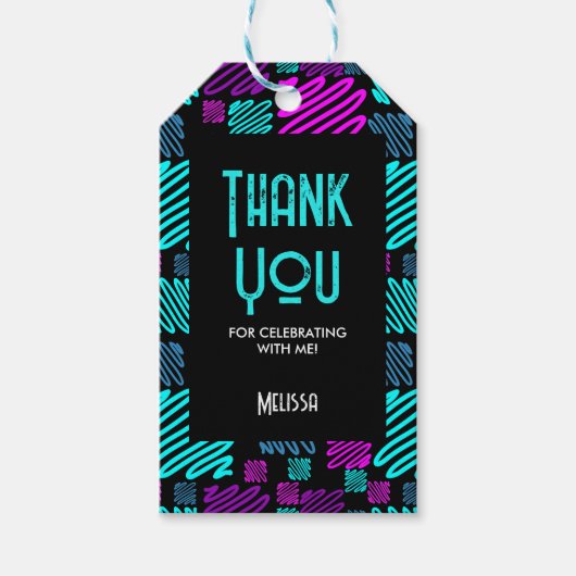 明るいモダンネオン幾何学模様 ギフトタグ (正面)