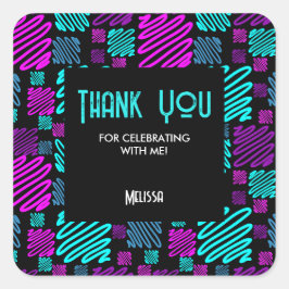 明るいモダンネオン幾何学模様 スクエアシール