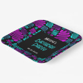 明るいモダンネオン幾何学的パターン誕生日 ペーパープレート (傾斜あり)