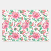 明るいモダンピガーリーンクの花のパターン ラッピングペーパーシート (正面2)