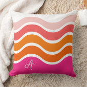 明るいモダンピンクのオレンジ色のコーラルストライプパターン クッション (ブランケット)