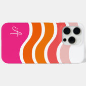 明るいモダンピンクのオレンジ色のコーラルストライプパターン Case-Mate iPhoneケース (裏面 (横))