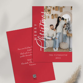 明るいモダンピンクの写真クリスマスグリーティング シーズンカード