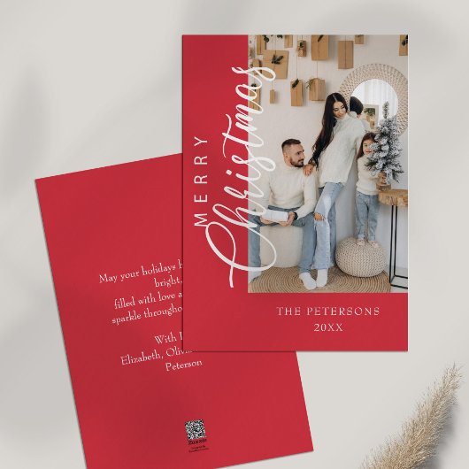 明るいモダンピンクの写真クリスマスグリーティング シーズンカード