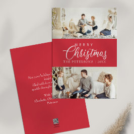明るいモダンピンクの写真コラージュのクリスマス シーズンカード