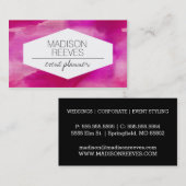 明るいモダンピンクの水彩名刺 名刺 (正面/裏面)