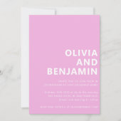 明るいモダンピンクはっきりしたのタイポグラフィ写真結婚 招待状 (正面)