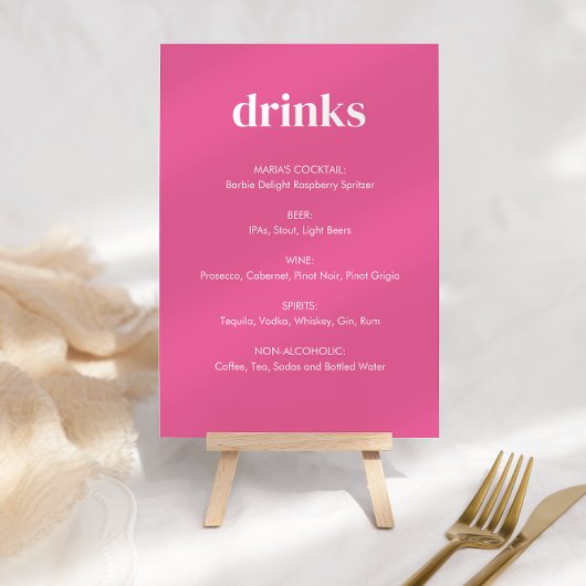 明るいモダンピンクガーリードリンクTabletopの看板 テーブルナンバー