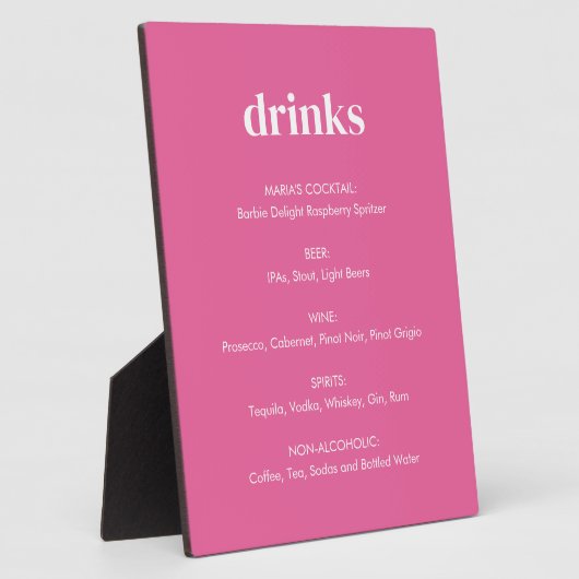 明るいモダンピンクガーリードリンクTabletopの看板 フォトプラーク (側面)