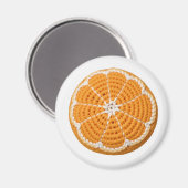 明るいモダンフレッシュミニマルクロシェのオレンジ色スライス マグネット (正面/裏面)