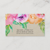 明るいモダンフローラブラウンクラフト友人を参照 紹介カード (正面)