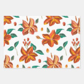 明るいモダンフローラ離れとの植物柄 ラッピングペーパーシート (正面3)
