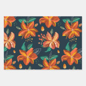 明るいモダンフローラ離れとの植物柄 ラッピングペーパーシート (正面2)