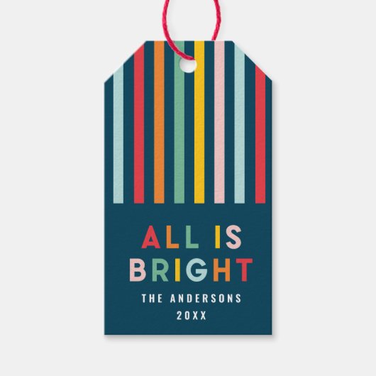 明るいモダンミニマルシンプル家族のクリスマス ギフトタグ (正面)