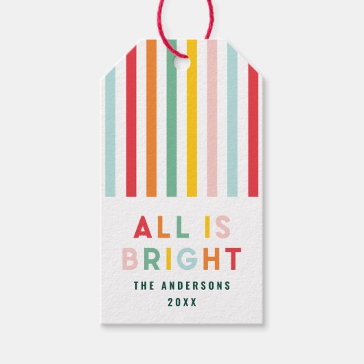 明るいモダンミニマルシンプル家族のクリスマス ギフトタグ (正面)