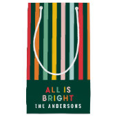 明るいモダンミニマルシンプル家族のクリスマス スモールペーパーバッグ (正面)