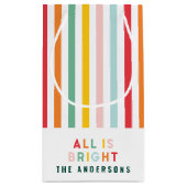 明るいモダンミニマルシンプル家族のクリスマス スモールペーパーバッグ (裏面)