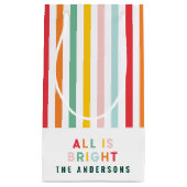 明るいモダンミニマルシンプル家族のクリスマス スモールペーパーバッグ (正面)