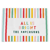 明るいモダンミニマルシンプル家族のクリスマス ラージペーパーバッグ (正面)