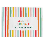 明るいモダンミニマルシンプル家族のクリスマス ラージペーパーバッグ (裏面)