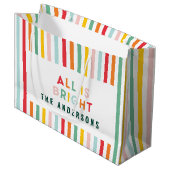 明るいモダンミニマルシンプル家族のクリスマス ラージペーパーバッグ (正面アングル)