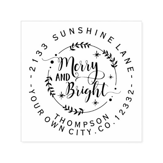 明るいモダンメリークリスマスの台本モノグラム セルフインキングスタンプ (デザイン)