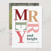 明るいモダンメリークリスマスカスタム写真 シーズンカード (正面/裏面)