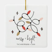 明るいモダンメリークリスマスライトホリデイ セラミックオーナメント (裏面)