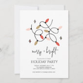 明るいモダンメリークリスマスライトホリデイ 招待状 (正面)