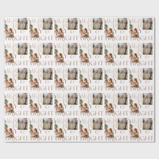 明るいモダンメリータイポグラフィ2はっきりしたフォトホワイト ラッピングペーパー (フラット)