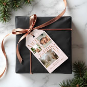 明るいモダンメリータイポグラフィ3はっきりしたフォトピンク ギフトタグ