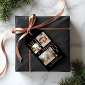 明るいモダンメリータイポグラフィ3はっきりしたフォトブラック ギフトタグ