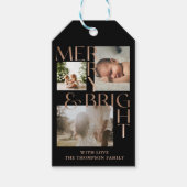 明るいモダンメリータイポグラフィ3はっきりしたフォトブラック ギフトタグ (正面)