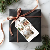 明るいモダンメリータイポグラフィ3はっきりしたフォトホワイト ギフトタグ